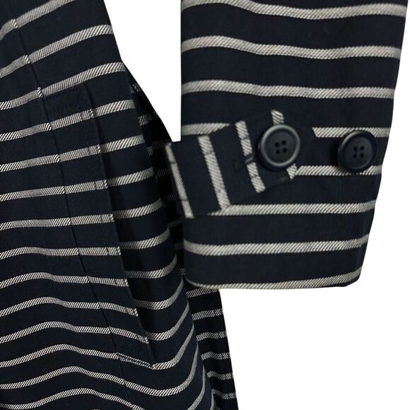 Talbots Navy White Stripe Trench size Medium Belted - Picture 7 of 10